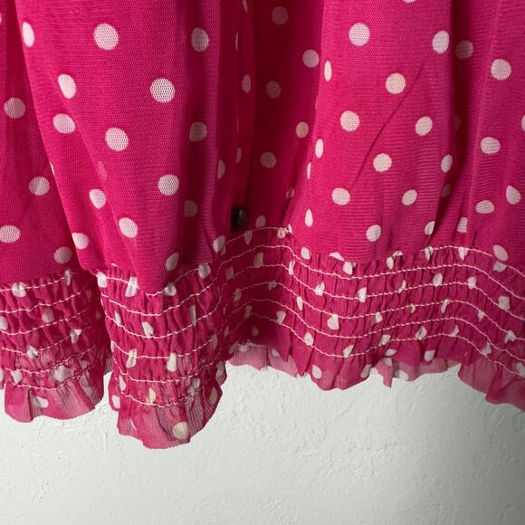 French Laundry Pink Polka-Dot Short Sleeve Peasant Blouse Size 1X - Picture 5 of 6